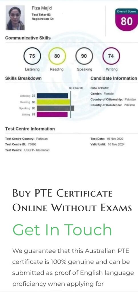 Buy PTE Certificate Without Exams